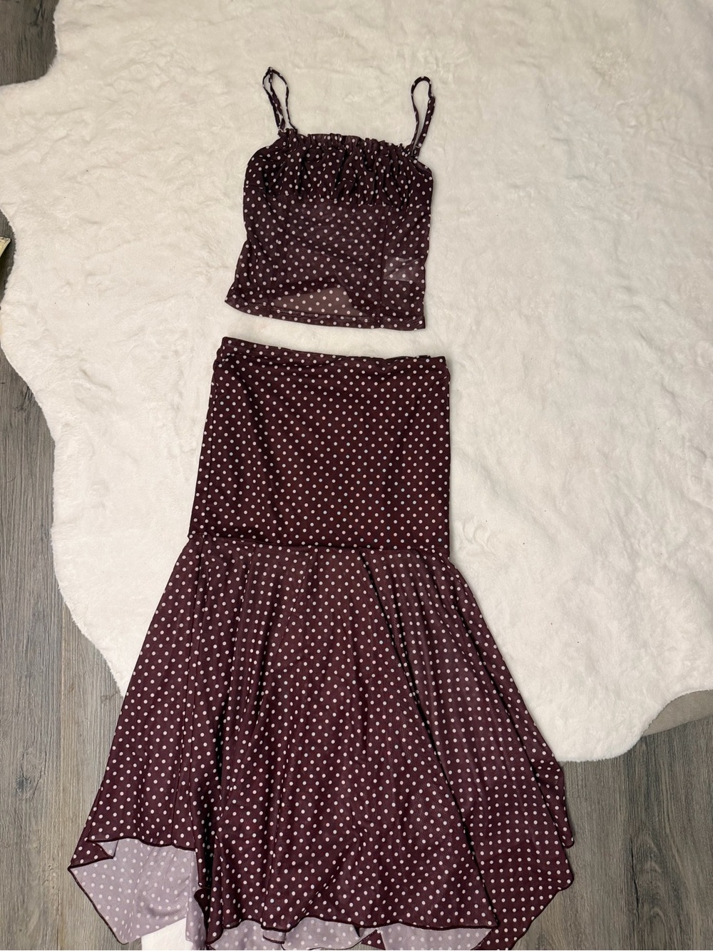 Skirt & Top Peppermayo Burgundy Polka Dot Midi Skirt & Top - Picture 5 of 8